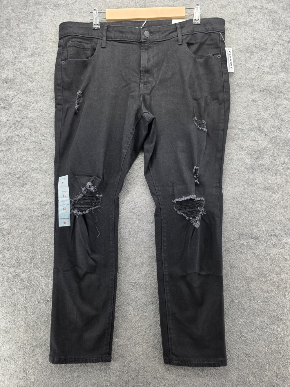 Old Navy Jeans Womens 16 Short Pop Icon Skinny Distressed Black Denim